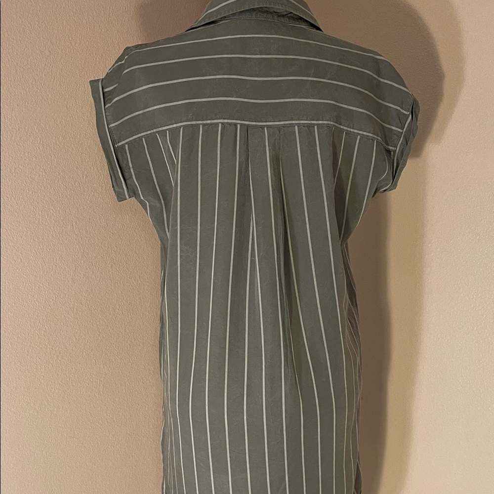 100% Tencel Blue Rain Gray Striped Mini Dress - Picture 3 of 11